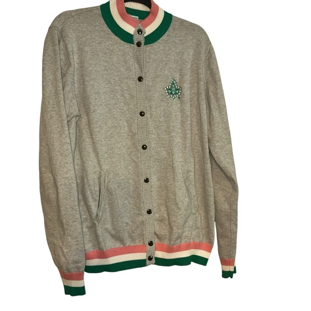 NWOT Ivy Storehouse Alpha Kappa Alpha AKA gray knit button down jacket size XL